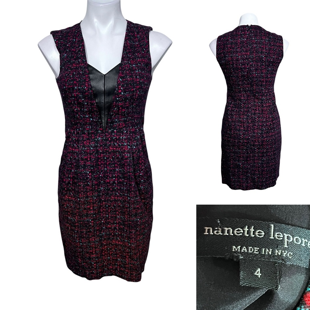 Nanette Lepore dress sz 4 Black/Red abstract sleeveless mini spring cocktail